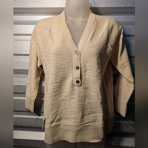 LOFT Cream Button-Up Sweater